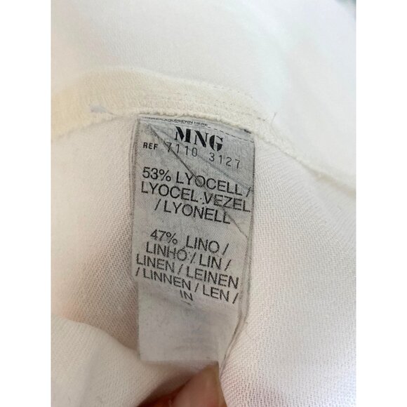 MNG Mango Linen Blend Jacket Long Blazer White Size 10 Trendy‎ Overcoat - Picture 9 of 10